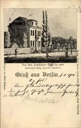Ak Berlin, Vor dem Potsdamer Thor ca. 1800, Potsdamer Platz, Ring'sche Apotheke