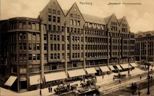 Ak Hamburg Mitte Altstadt, Domhof Gebäude, Monckebergstraße, Restaurant, n Straßenansicht
