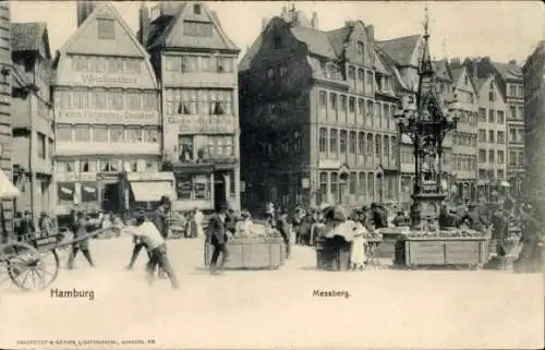 Ak Hamburg Mitte Altstadt, Marktplatz mit Ständen, Häuserzeilen, Brunnen, Menschen,  Architektur