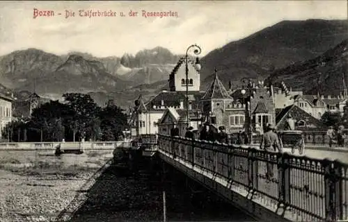 Ak Bozen Bolzano Südtirol, Talferbrücke, Rosengarten