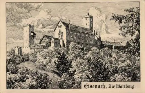 Ak Lutherstadt Eisenach Thüringen, Hellthal, Wartburg, mittelalterliches Schloss, wartende Wolken