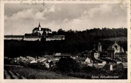 Ak Fulnek Region Mährisch Schlesien, Totale mit Schloss