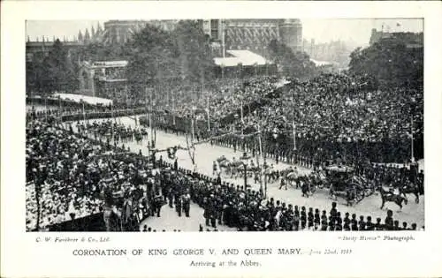 Ak Westminster London City, Krönung von König George V. und Königin Mary, Menschenmenge, Festzug