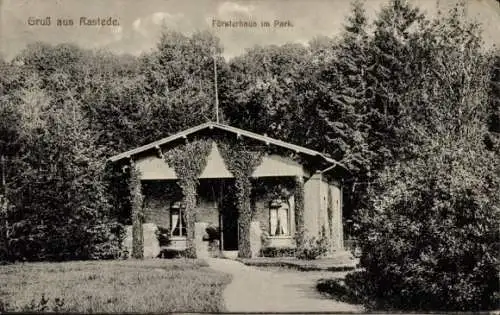 Ak Rastede in Oldenburg, Försterhaus im Park, Gruß aus Rastede