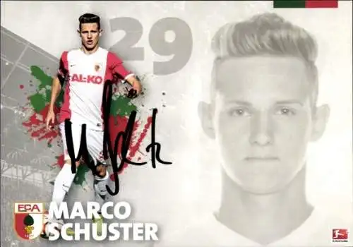 Autogrammkarte Fußballer Marco Schuster, FC Augsburg, Autogramm