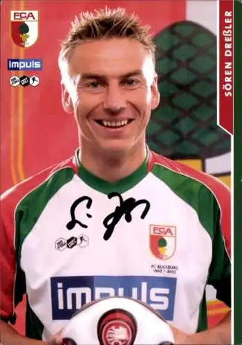 Autogrammkarte Fußballer Sören Dreßler, FC Augsburg, Autogramm