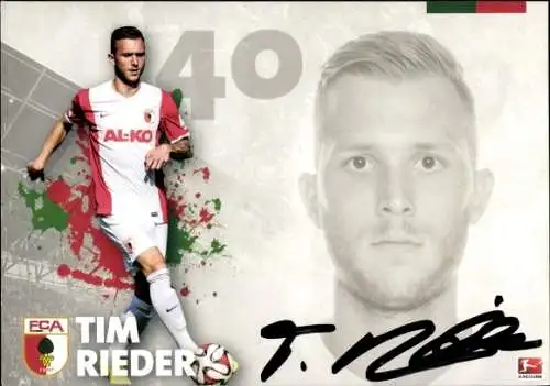 Autogrammkarte Fußballer Tim Rieder, FC Augsburg, Autogramm