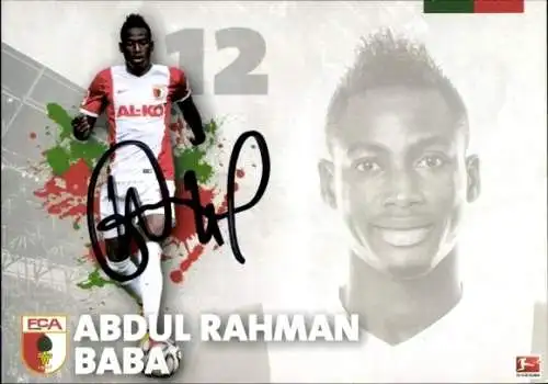 Autogrammkarte Fußballer Abdul Rahman Baba, FC Augsburg, Autogramm