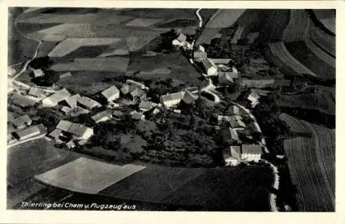 Ak Thierling bei Cham Oberpfalz, Fliegeraufnahme vom Ort