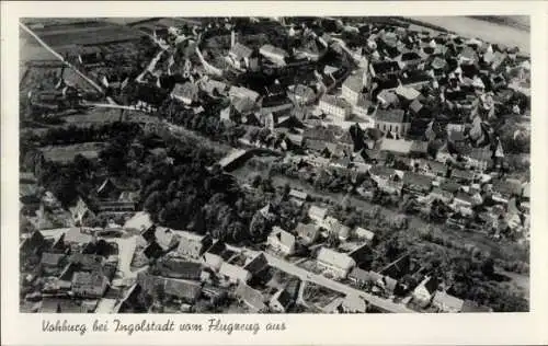 Ak Vohburg an der Donau Oberbayern, Luftbild von Vohburg, Häuser, Landschaft, historisch