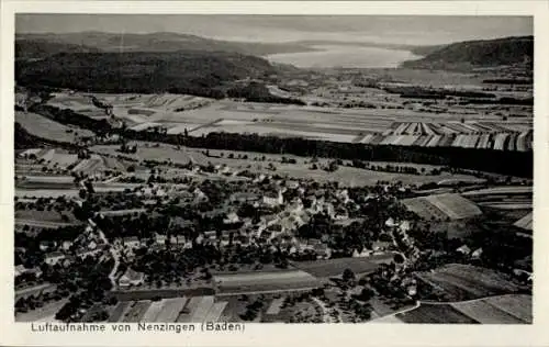 Ak Orsingen Nenzingen Baden Württemberg, Luftaufnahme, Seenlandschaft, Felder und Dörfer