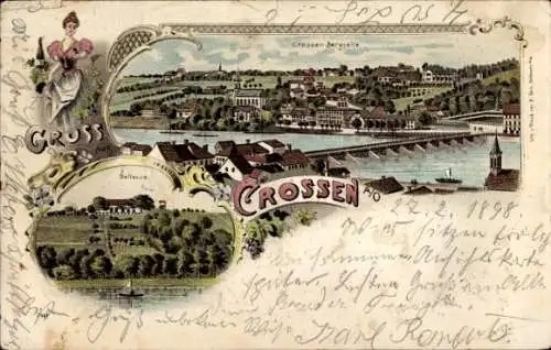 Litho Krosno Odrzańskie Crossen an der Oder Ostbrandenburg, Panorama, Bellevue