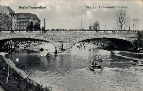 Ak Berlin Tempelhof, See am Hohenzollern-Corso