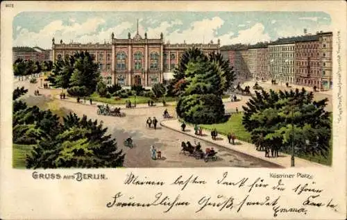 Litho Berlin Friedrichshain, Küstriner Platz, Ostbahnhof, Küstriner Bahnhof