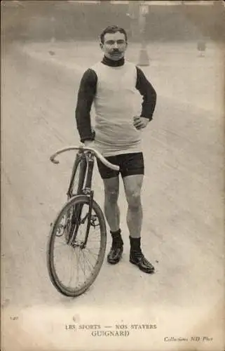 Ak Radrennfahrer Guignard, französischer Steher