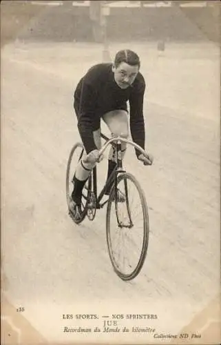 Ak Radrennfahrer Jue, französischer Sprinter, Kilometer-Weltrekordhalter