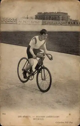 Ak Radrennfahrer Michael, amerikanischer Steher, Radrennbahn