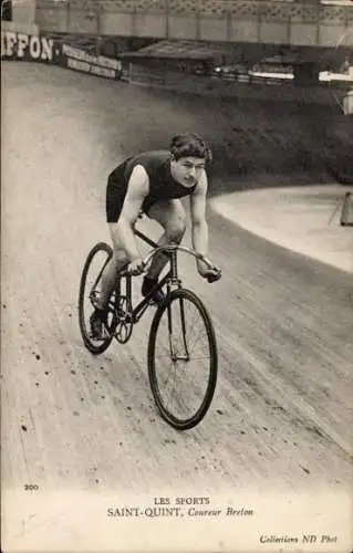 Ak Radrennfahrer Saint Quint aus der Bretagne, Radrennbahn