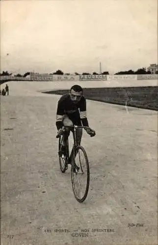 Ak Radrennfahrer Goven, französischer Sprinter, Radrennbahn