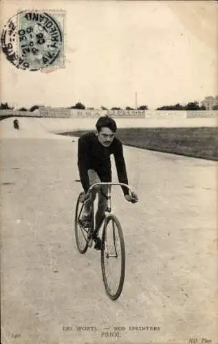 Ak Radrennfahrer Friol, französischer Sprinter, Radrennbahn