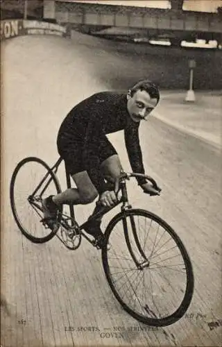 Ak Radrennfahrer Goven, französischer Sprinter, Radrennbahn
