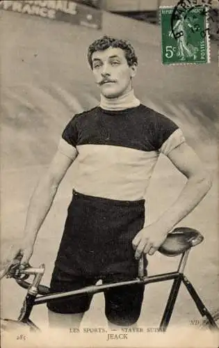 Ak Radrennfahrer Jeack, Schweizer Steher, Radrennbahn