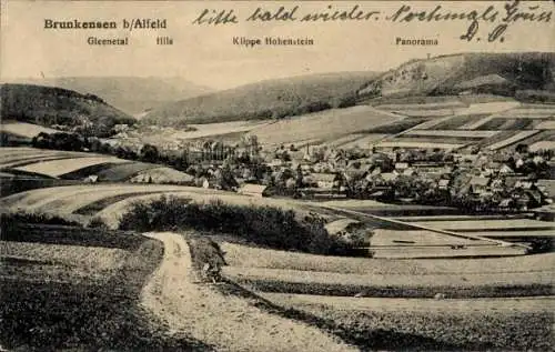 Ak Brunkensen Alfeld an der Leine, Klippe Hohenstein, Panorama, Hils, Gleenetal