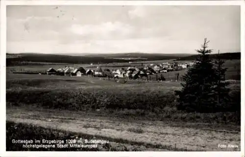 Ak Boží Dar Gottesgab Erzgebirge Region Karlsbad, Landschaft mit Häusern, Erzgebirge, Sudetengau,