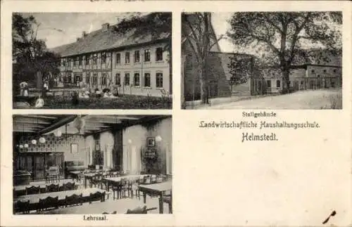 Ak Helmstedt in Niedersachsen, Lehrsaal, Stallgebäude, Landwirtschaftliche Haushaltungsschule, He