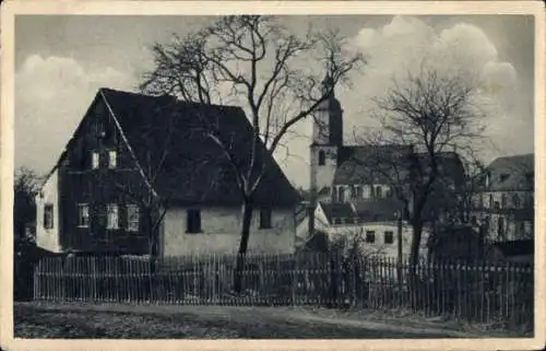 Ak Glauchau in Sachsen, Blick auf Kirche, Häuser, Baum, Zaun