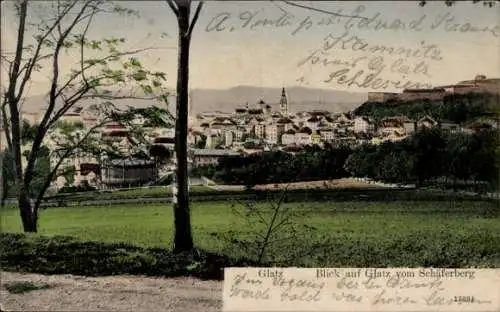 Ak Kłodzko Glatz Schlesien, Blick auf Glatz vom Schäferberg, Stadtansicht,  von 1905