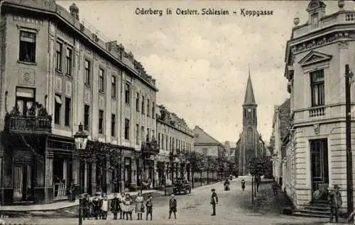 Ak Bohumín Oderberg Reg. Mährisch Schlesien, Koppgasse, Straßenpartie, Baumeister Dvorak