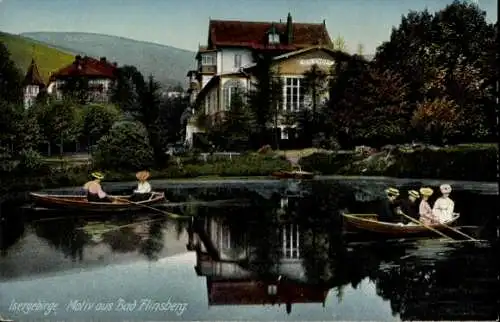 Ak Świeradów Zdrój Bad Flinsberg Isergebirge Schlesien, Teich, Ruderboote