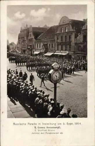 Ak Tschernjachowsk Insterburg Ostpreußen, Parademarsch, General Rennenkampf, Großfürst Nicolai