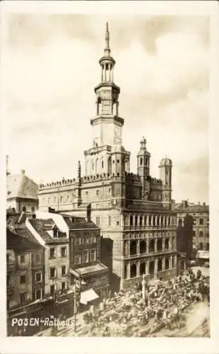 Foto Ak Poznań Posen, Rathaus, Markt