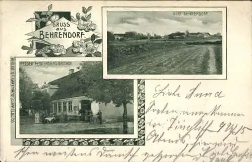 Ak Behrendorf bei Husum Nordsee, Teilansicht, Gasthof Fedder Federsen