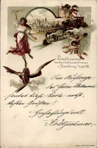 Ganzsachen Litho Nürnberg, 13. General-Versammlung des Bayr. Verk. Beamten Vereines 1898