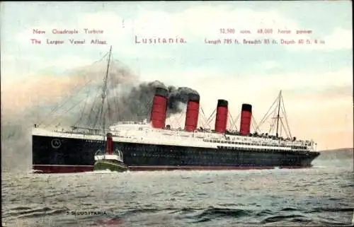 Ak Dampfer Lusitania, Cunard Line