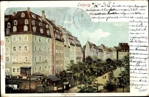 Ak Leipzig in Sachsen, Töpferplatz, Handlung Hermann Walter