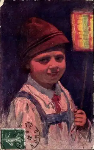 Ak Lächelnder Junge, Porträt in Volkstracht