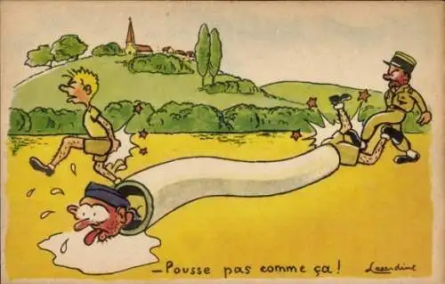Künstler Ak Lasardine, Pousse pas comme ça, Humor