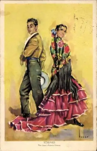Künstler Ak Flamenco Tänzer Pilar López Júlvez und Roberto Ximénez