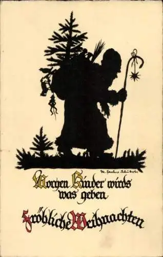 Scherenschnitt Ak Frohe Weihnachten, Weihnachtsmann