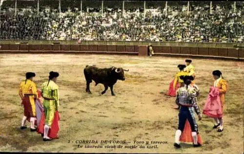 Ak Stierkampf, Toro y toreros, Le taureau vient de sortir du toril