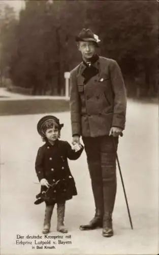 Ak Kronprinz Friedrich Wilhelm von Preußen mit Erbprinz Luitpold von Bayern in Bad Kreuth