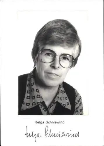 Foto Politikerin Helga Schniewind, Bürgermeisterin der Stadt Heiligenhaus, Autogramm