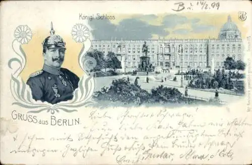 Litho Berlin Mitte, Alexanderplatz, Königliches Schloss, Kaiser Wilhelm II