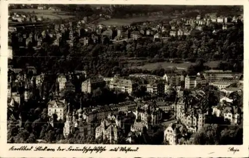 Ak Karlovy Vary Karlsbad Stadt, Blick von der Freundschaftshöhe mit Westend
