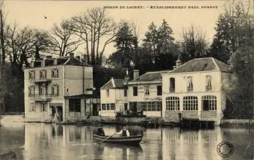 Ak Bords du Loiret, Flusslandschaft, Haus, Boot, Etablissement Paul Forest