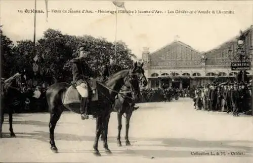 Ak Orléans Loiret, Feste Jeanne d'Arc, militärische Ehrung, Generäle d'Amade, Lhermitte, Kino Pat